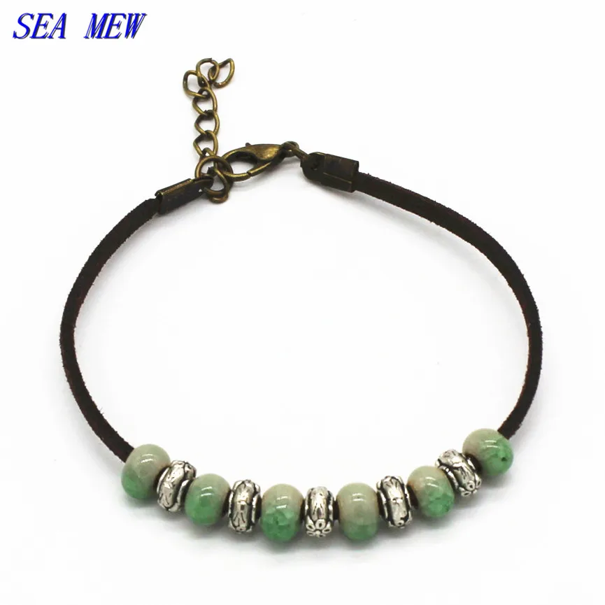SEA-MEW-Fashion-Style-Ceramic-Bracelets-Handmade-Porcelain-Beads-Adjustable-Rope-Chain-Bracelets-For-Women-Girl