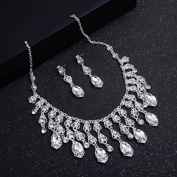 Серьги-гвоздики со стразами joia de cristal Acessorios Do Casamento Colar brincos conjunto de joias mulheres bijoux