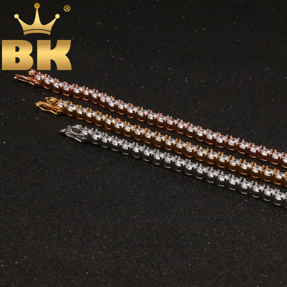 1 ряд кубического циркония теннисные звенья браслет розовое золото/серебро/золото Iced Out мужской браслет cz модные ювелирные изделия
