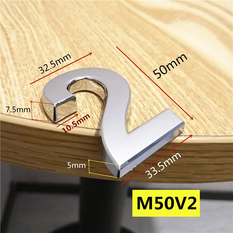 50 мм 0123456789 Современная Серебряная Табличка номер двери дом отель Адрес двери стикер с цифрами табличка знак ABS пластик - Цвет: 2