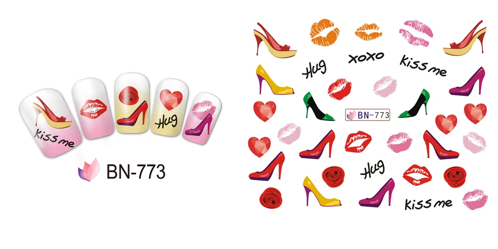 UPRETTEGO 12 упак./лот переводка NAIL ART Наклейки для ногтей на День святого Валентина