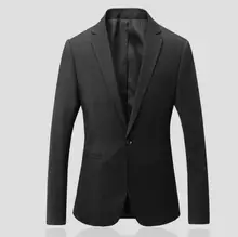 High quality black color men’s suit jacket cultivate one’s morality a grain of buckle jacket lapel men formal occasions