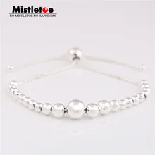 Mistletoe Аутентичные 925 пробы серебряной нитью из бисера скользящий браслет подходит Eurpeon ювелирные изделия