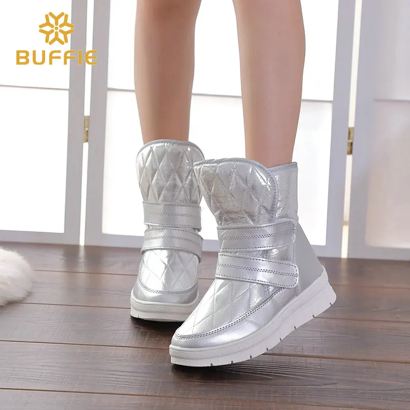 Meilleur 2018 automne hiver femmes bottes argent boot boucle style nouvelle mode d exportation plus taille 36 à 41 grand arbre grand chaussures forte semelle