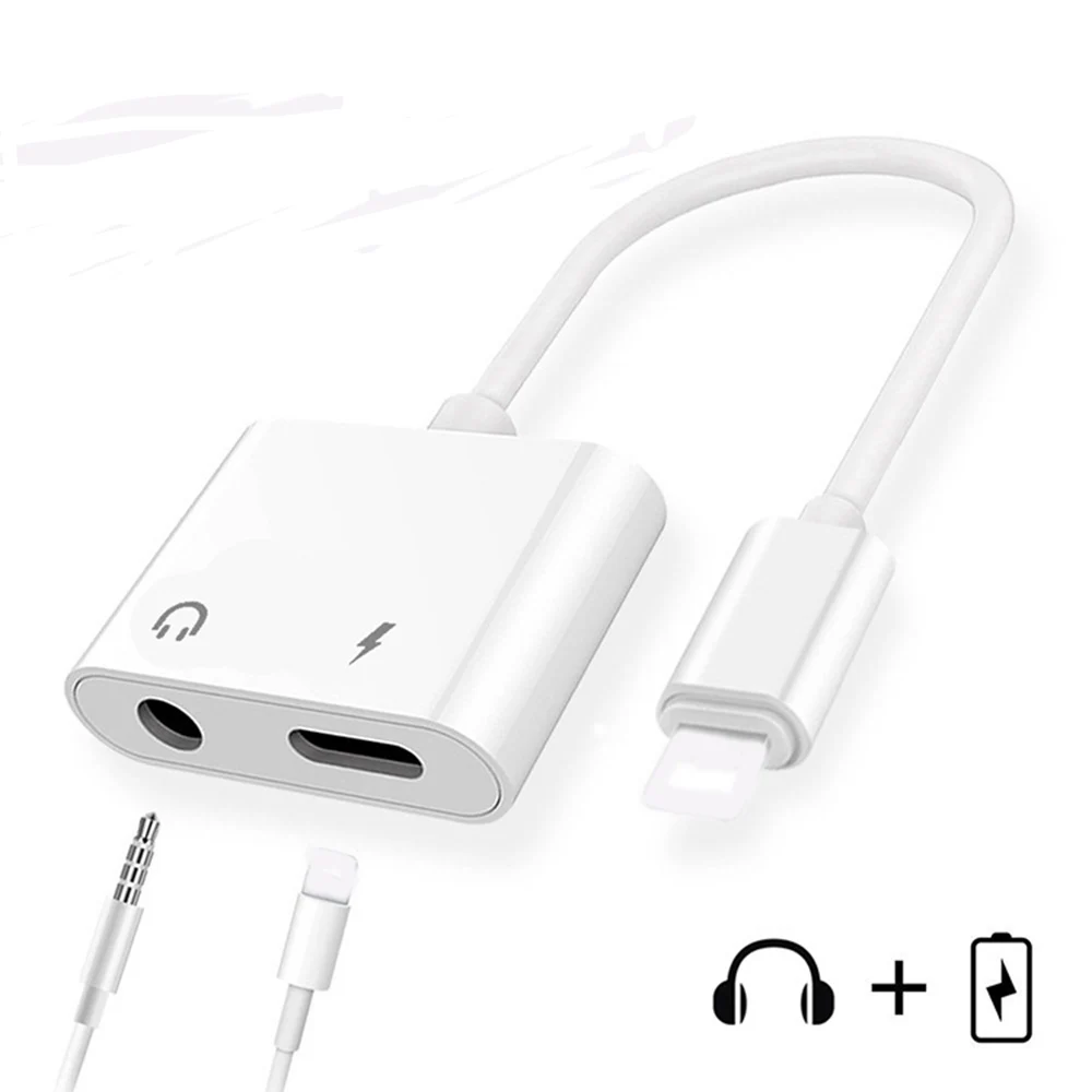 Beste Voor iphone 7 Adapter 3.5mm Aux Jack Hoofdtelefoon Koptelefoon Audio Splitter Wit Kabel Opladen Muziek Voor iphone X XS max XR 8 Plus