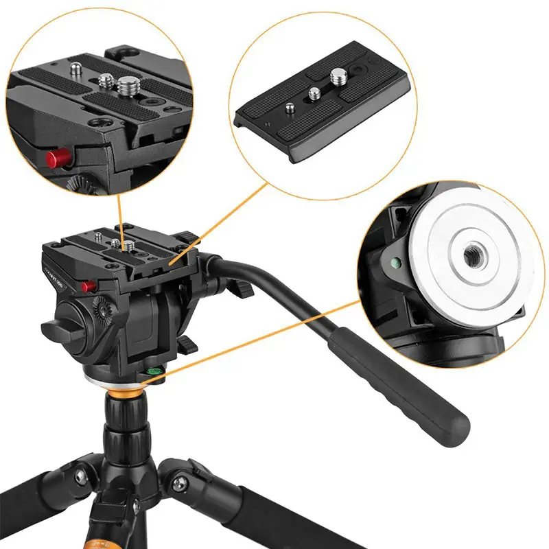 Online KINGJOY VT 3510 oficial panorámico trípode cabeza de vídeo fluido hidráulico para trípode monopié soporte de cámara móvil SLR DSLR