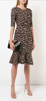 

Winter New Style Hot Sale 2018 Fashion Trumpet Leopard Dress Sexy Women O-neck Night Club Celebrity Body Con Dresses Wholesale