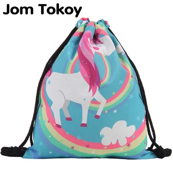 

Jom Tokoy Fashion Drawstring Bag Printing Unicorn Mochila Feminina Drawstring Backpack Women daily Casual Girl's knapsack 29038