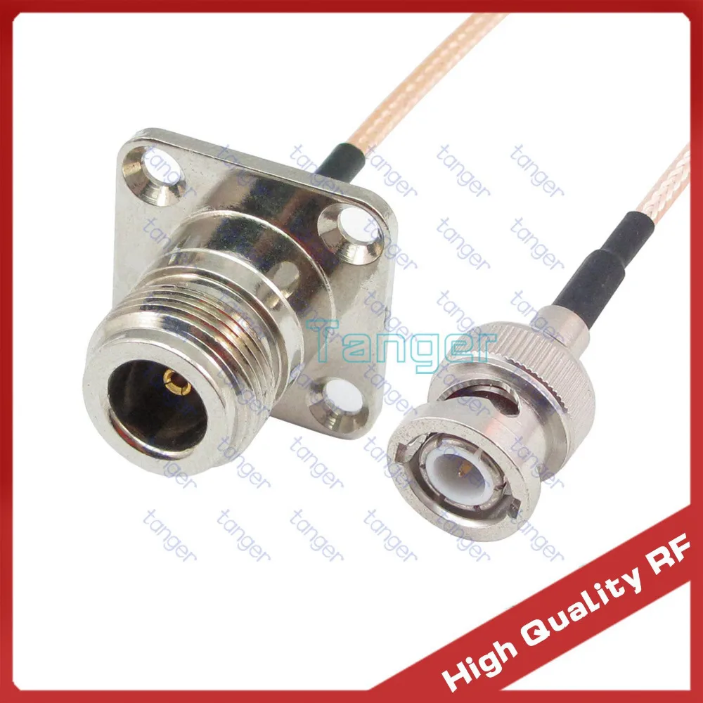 

Tanger N female jack 4four hole panel to BNC male plug straight with RG316 Coaxial Pigtail Jumper Low Loss cable 3feet 100cm