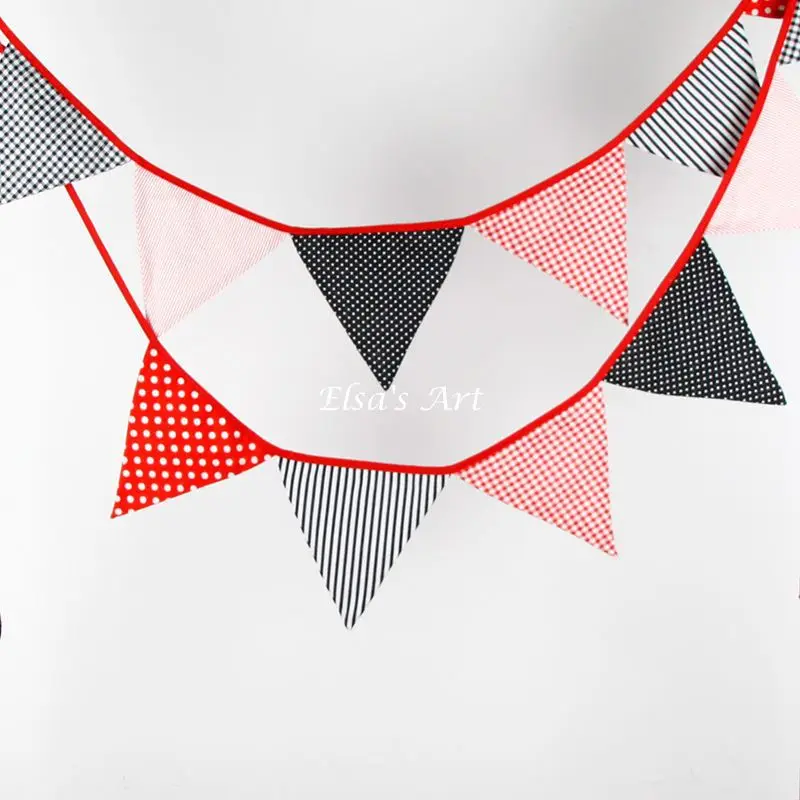 

3.2M Cotton Fabric Bunting Flags and Banners Christmas Decoration Decor birthday party decorations kids Room Garden Garland