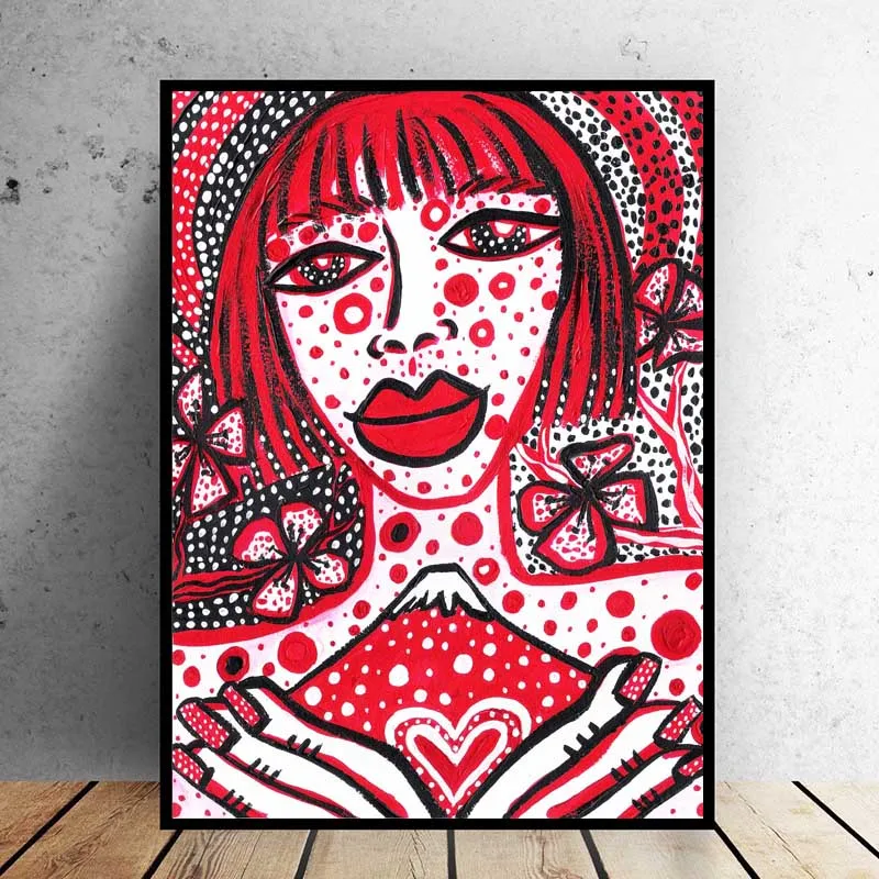 SELFLESSLY ART Yayoi Kusama Canvas Art Red Pumpkin Printed Oil Painting On Canvas Wall Painting for Home Decor Wall Picture