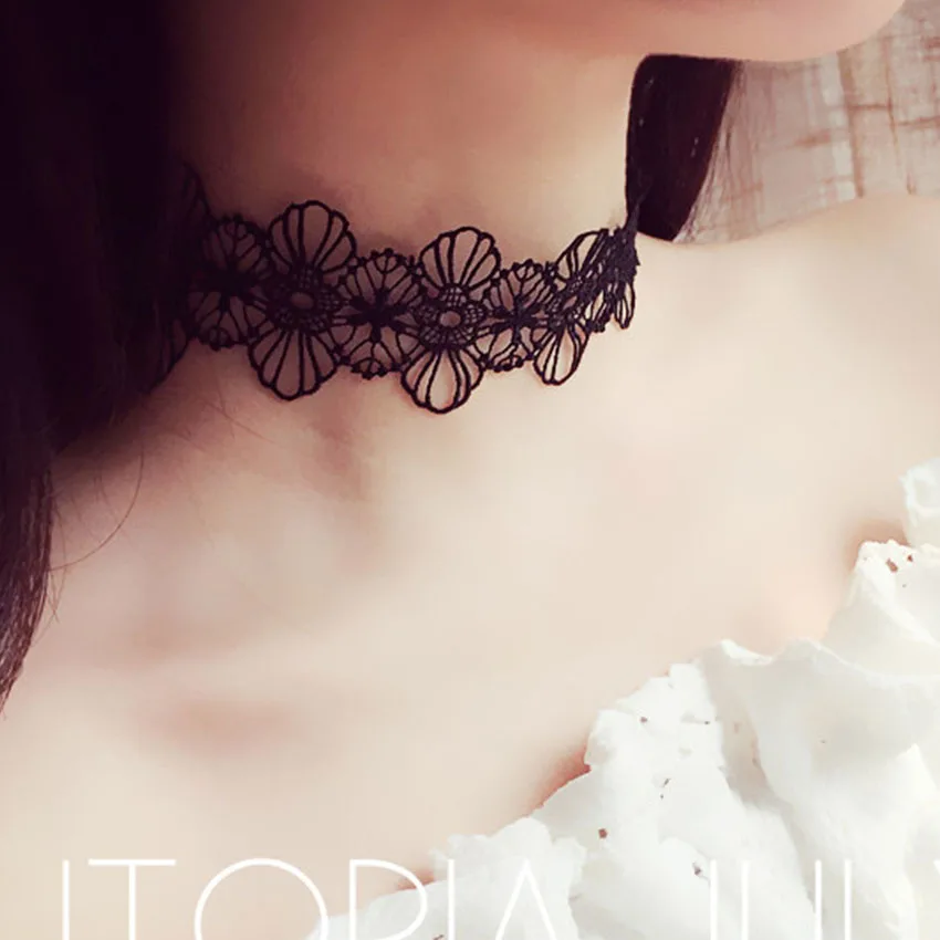 2017 Black Lace Choker Necklace for Women Flower Chocker Boho collar Summer Bijoux Femme Collier Collares | Украшения и