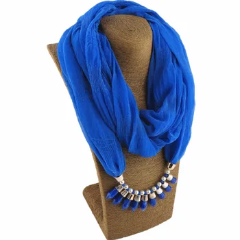 

Gift for women Design fashion stretch yarn collar Bullet pendant Diamond linen wild jewelry solid color Fold scarf