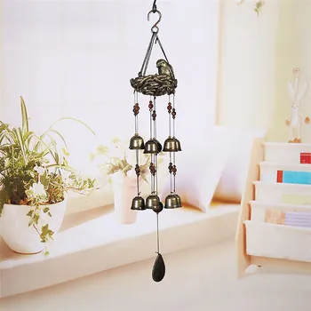 

New Creative Wind Chimes 1PC Birds And Nest Wind Chime Bells Bronze Color For Indoor And Outdoor Best Gift Birthday Gift 0503#30