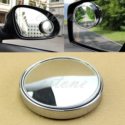 Горячая 1 пара широкоугольные круглые выпуклые зеркало заднего вида для обмена сообщениями автомобиль - Цвет: Серебристый