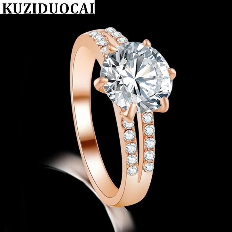 Kuziduocai новые модные ювелирные изделия медные бриллианты обручальные кольца для