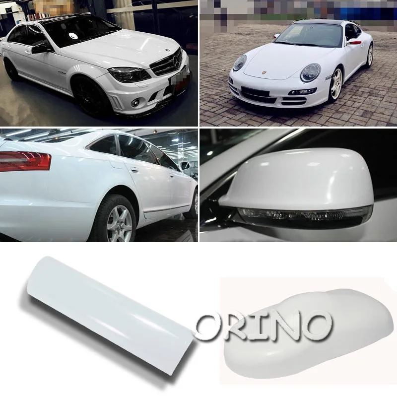 US $170.05 High Gloss White Glossy Vinyl Wrap For Car Wrap with Air Bubble Free Shiny White Gloss Car Body Roof Wrap 152x30mRoll