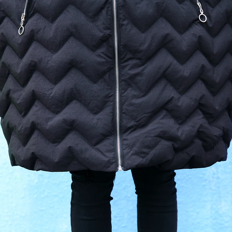 Parka Zll2606 Black Hiver Mode Manteau Solor Lâche Europe Nouveau Manches Moitié 2018 Épais Femmes Couleur Casual xitao Poche Femelle UaqwTxt