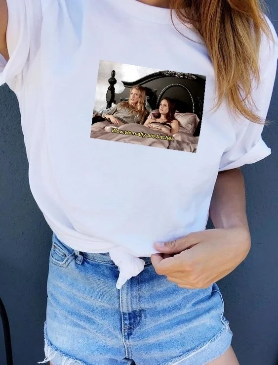 

Kuakuayu HJN We Really Are Bitches Gossip Girl Quotes Funny T-Shirt Blair Serena Best Friends Matching Tee Hipster Shirt