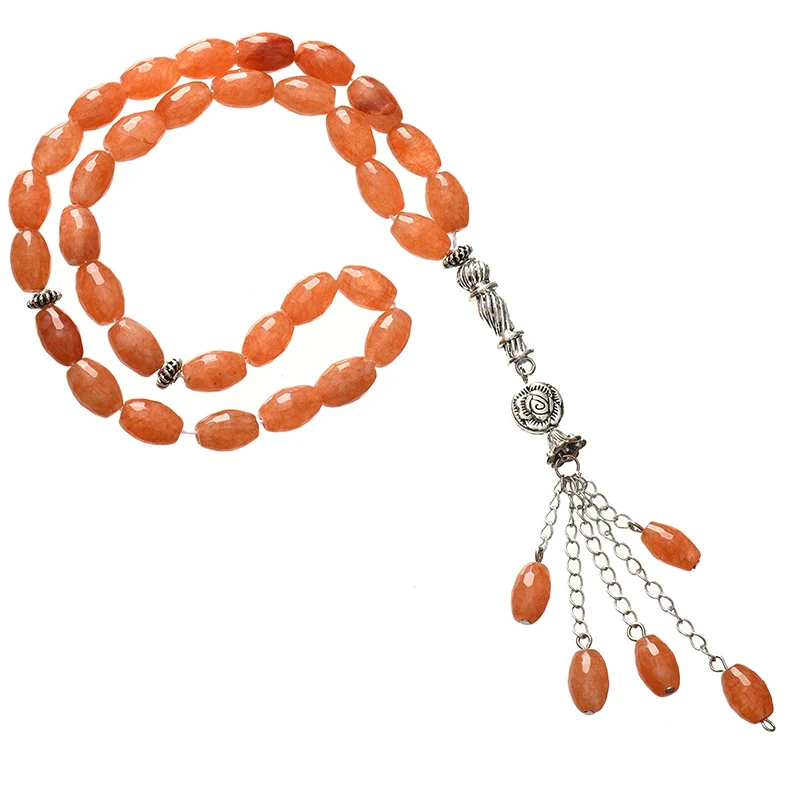 

Smoothly Oval Shape Orange jasper Prayer Beads 10mm jewelry Rosary Bracelets 14inch For Women F032