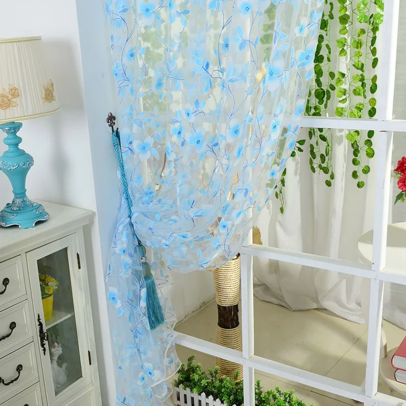 

5 Colors Scarf Sheer Voile Door Window Curtains Drape Panel Valance Curtains For Living Room Fit Rod Pocket