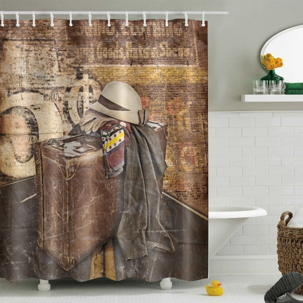 

LB Vintage Cowboy Graffiti Wall Waterproof Fabric Shower Curtains Bathroom Curtain Extra Long Mildew Resistant for Bathtub Decor