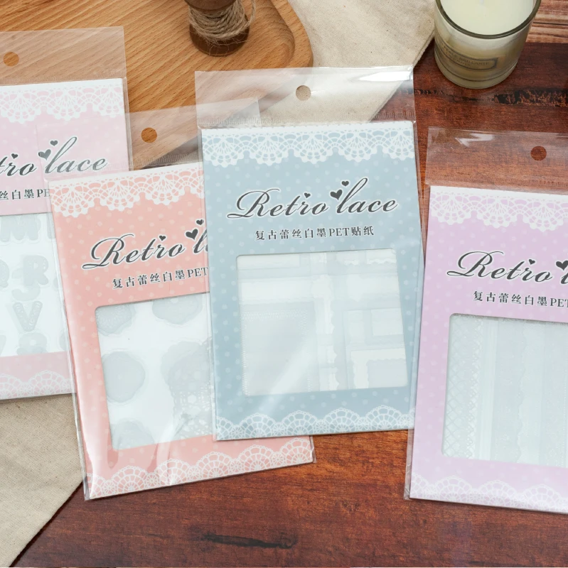 

Lace PET White Sticker 4Pcs\Cute Creative DIY Personality Fun Sticker Diary Calendar Scrapbook Student Stationery Office Supplie