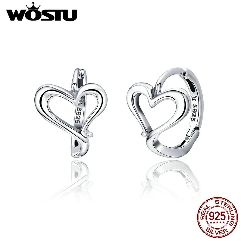 WOSTU 925 Sterling Silver Special Love Heart Stud Earrings For Women Sterling-Silver-Jewelry Lover Gift CQE447