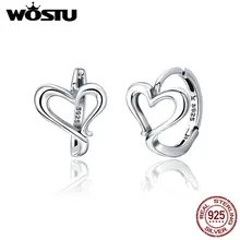 WOSTU 925 Sterling Silver Special Love Heart Stud Earrings For Women Sterling-Silver-Jewelry Lover Gift CQE447