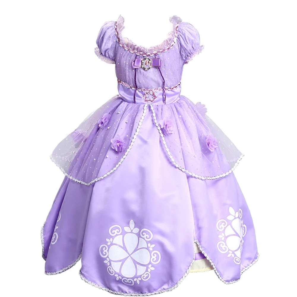 Purple Girls Sofia The First Costume Dresses - Princess Sofia Halloween Cosplay Frocks for Kids. Children's Party Rapunzel Dress Up for Baby. image 6