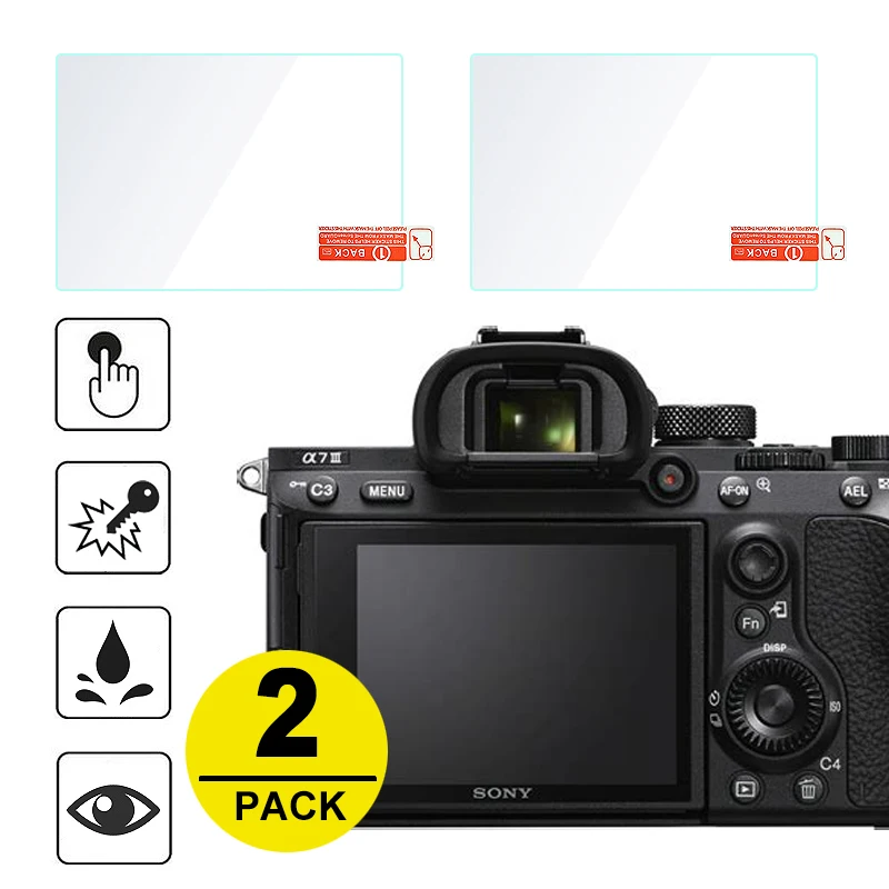 2x Vidrio Templado Pantalla Protección para Sony Alpha A7II A7III A7SII A7RII