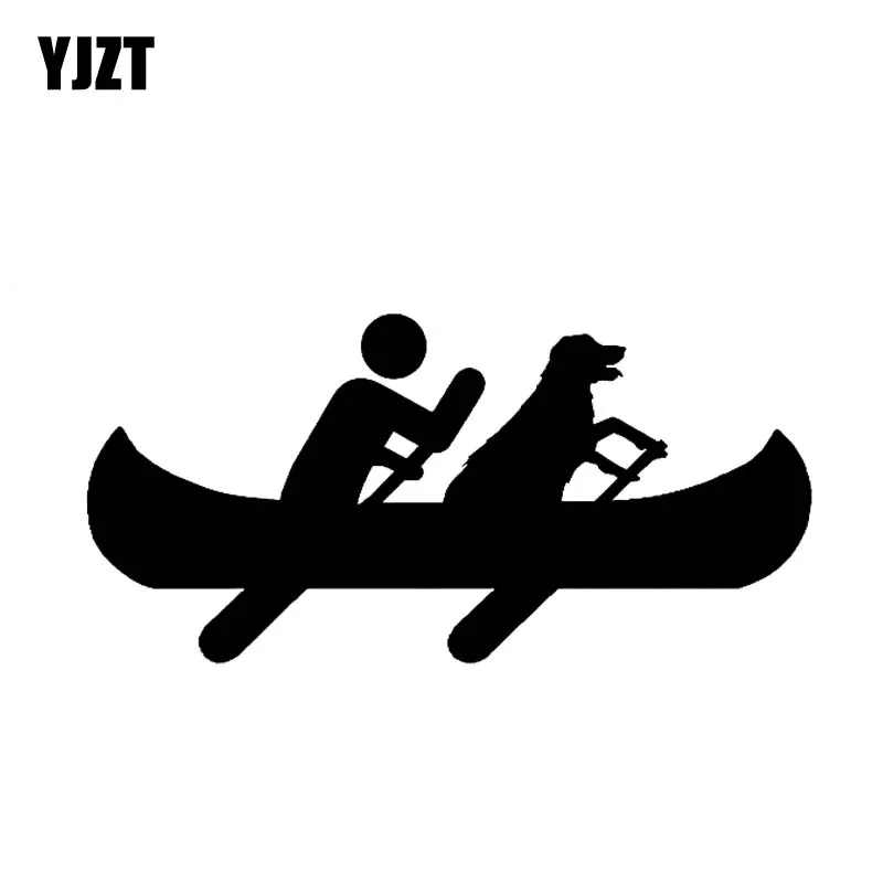 YJZT 16.5CM*7.8CM Guy Dog Rowing Canoe Vinyl Car Decal Sticker Boat ...