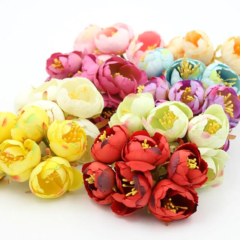 

2/bunch Silk Big Rose Bud Artificial Flower Bridal Bouquet Headdress Brooch Artificial Decoration diy Wreath Material