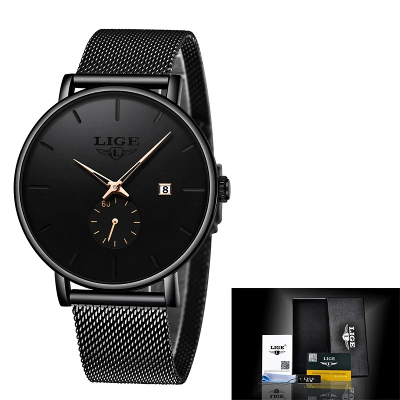 LIGE Top Brand Women Watch Fashion Simplicity Classic Casual Quartz Wtaches Women's Sports Waterproof Watches Relogio Feminino - Цвет: black gold