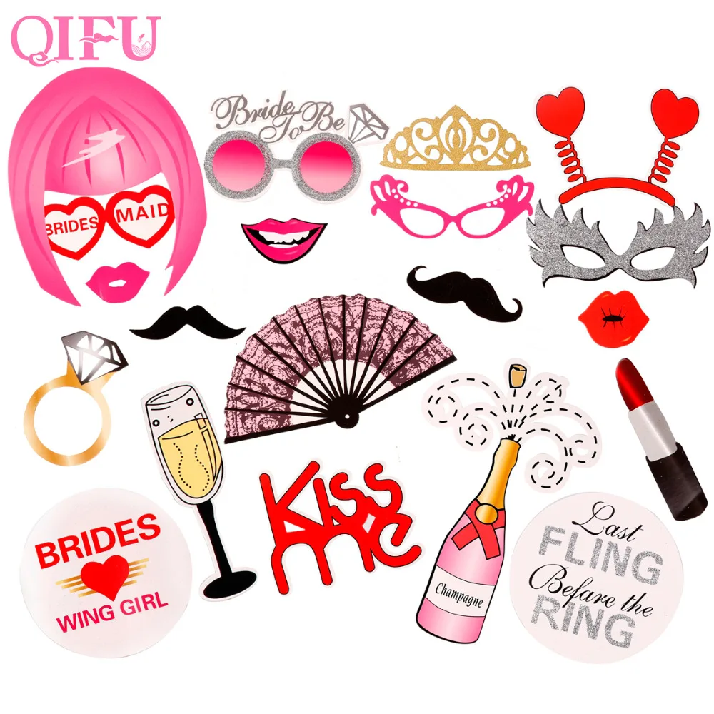

QIFU Bachelorette Party Photo Booth Props Wedding Bridal Shower PhotoBooth Girls Night Out Hen Party Decoration Game Favor Gifts