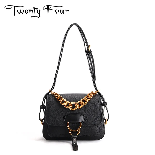 Twenty-four 2017Genuine Leather Female flap bag chain Fashion shoulder crossbody bags women luxury ring bag Ladies designer