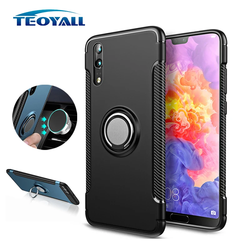 

Ring Adsorption Cases for Huawei P20 Lite Case P20 Pro Cover for HUAWEI Nova 3E Silicone Phone Fundas Protector with Finger Ring