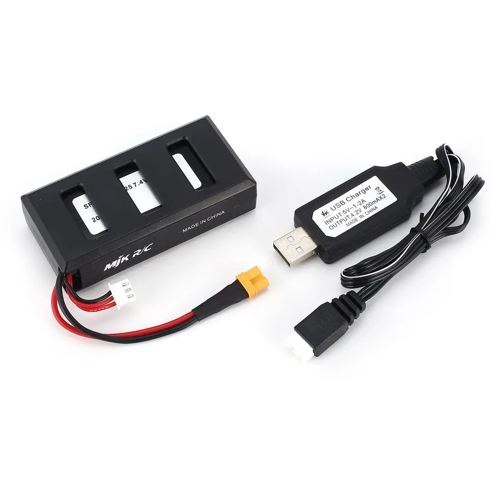 

XT-30 2S 7.4V 1300mAh Li-po Battery with USB Charger for RC Quadcopter Aircraft UAV Drone MJX Bug B6/B8 Spare Part Accessories