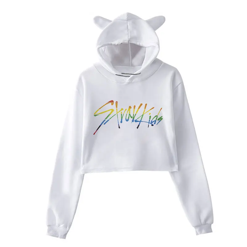 Korean Stray Kids Portfolio Fans Gift Kpop Sexy Long Sleeve Crop Top Hoodies Winter Women 2019 Letter Printed Streetwear Clothes Korean Stray Kids Portfolio Fans Gift Kpop Sexy Long Sleeve Crop Top Hoodies Winter Women 2019 Letter Printed Streetwear Clothes