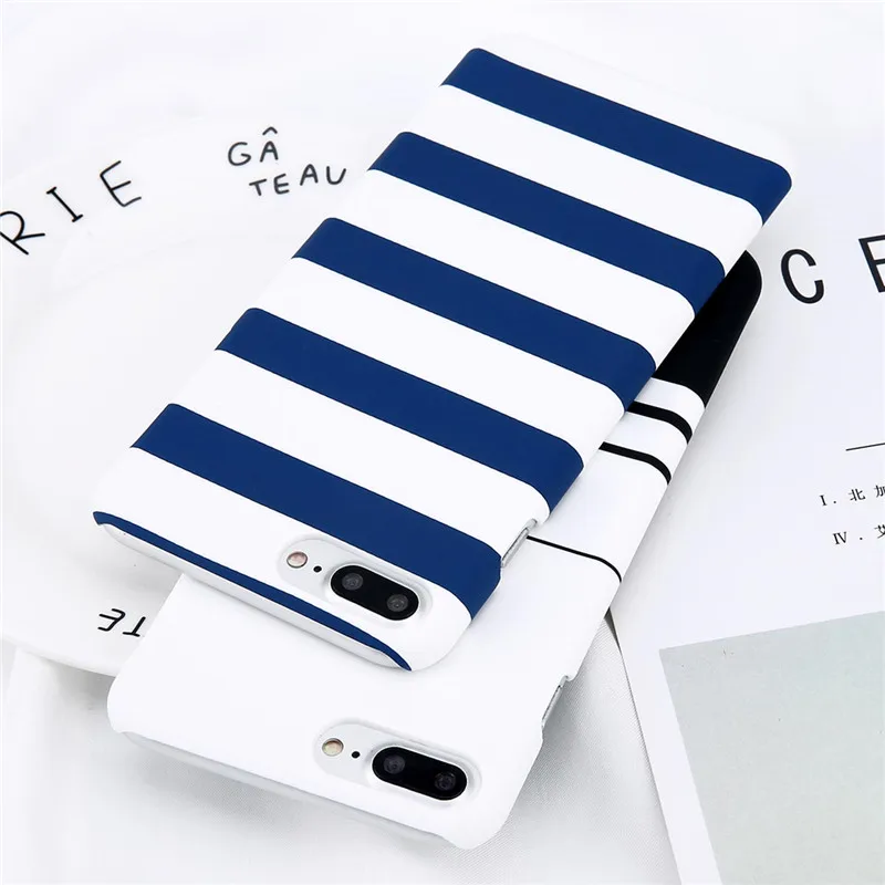 Lovebay Phone Case For iPhone X XR XS Max 8 7 6 6s Plus 5 5s Fashion Black and White Stripes Hard Plastic Protect Cover Cases