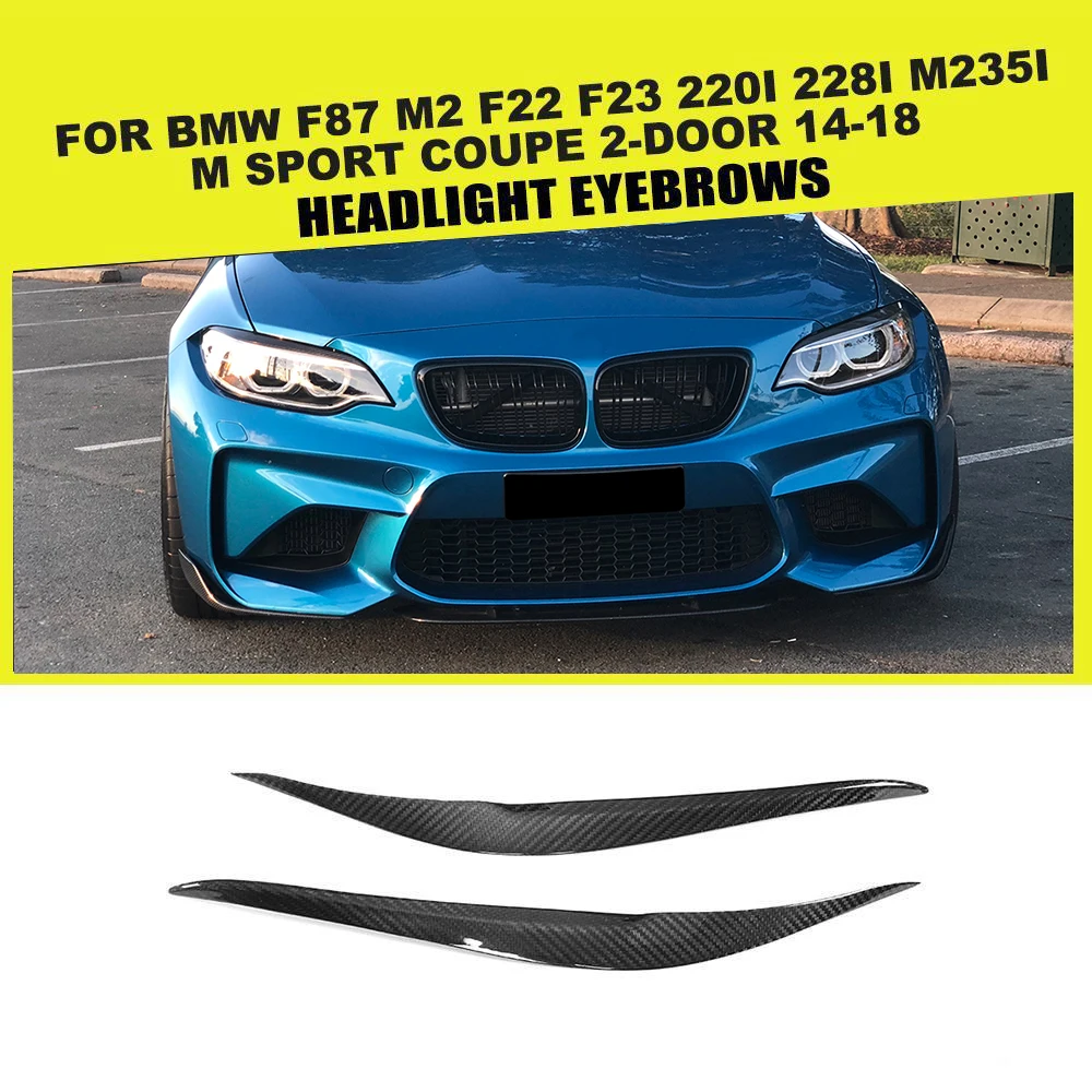 for BMW F22 M235i M2 2014-2018 eyelids resin sticker trim cover headlight lid 2pcs carbon fiber/black car,Glossy Black EBXH Headlight eyebrows 