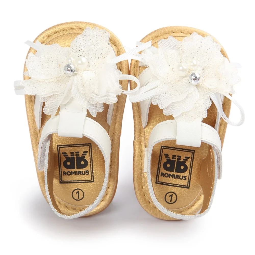 [Bosudhsou] r-54 для маленьких девочек белый цветок детская мягкая подошва принцессы Обувь летняя одежда для малышей Обувь сандалии детей Костюмы