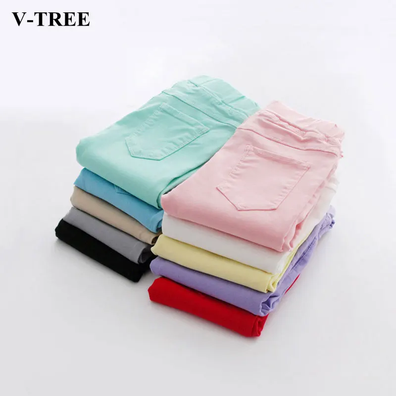 

Girls Pants 2018 Candy Color Children Trousers Pockets Skinny Leggings For Kids Spring Autumn Baby Leggins Clothing
