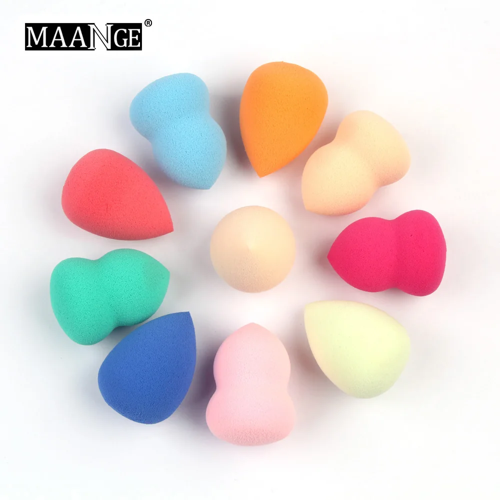 

MAANGE 10Pcs/set Cosmetic Makeup Puff Foundation Sponge Powder Smooth Make Up Sponge Facial Beauty Tools Random Color