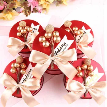 

1Pcs Wedding Box round iron candy packaging Birthday Party Gift Box Baby Shower Gift Jewelry Storage Festival Wedding Supplies
