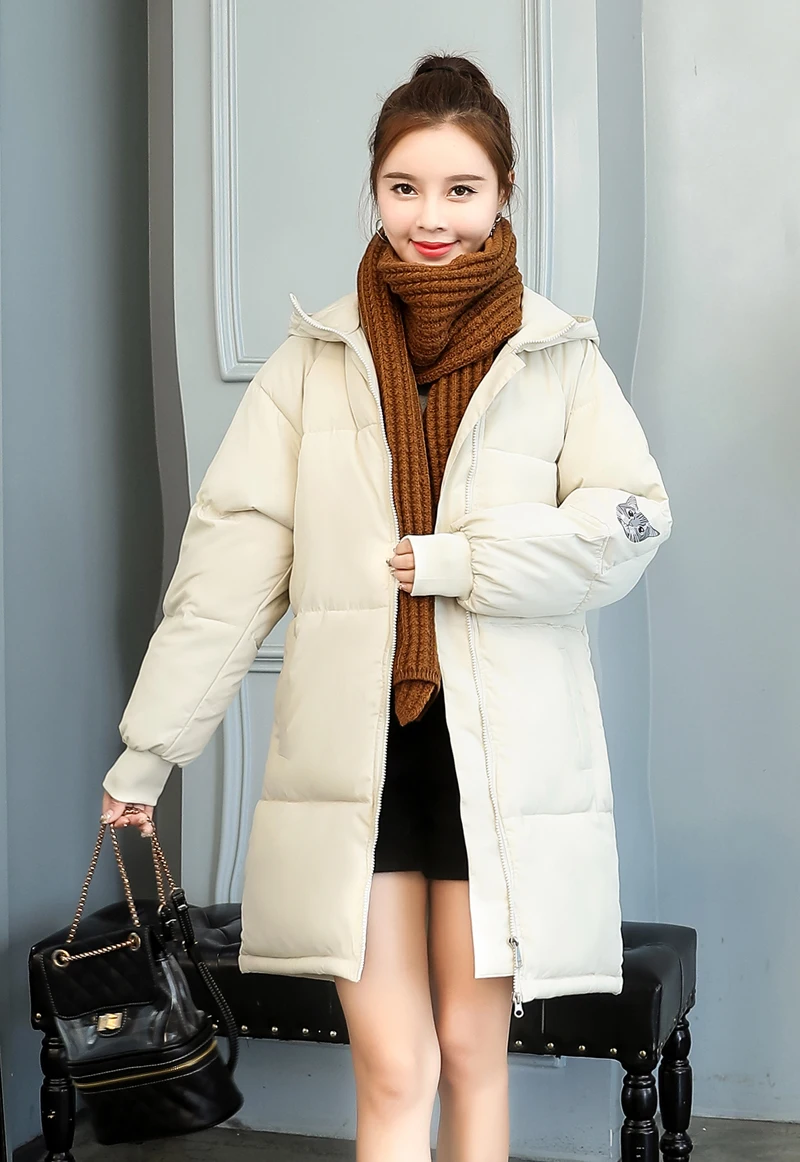 Корейский стиль, зимний женский пуховик с капюшоном, длинное женское теплое пальто, парка Mujer Invierno