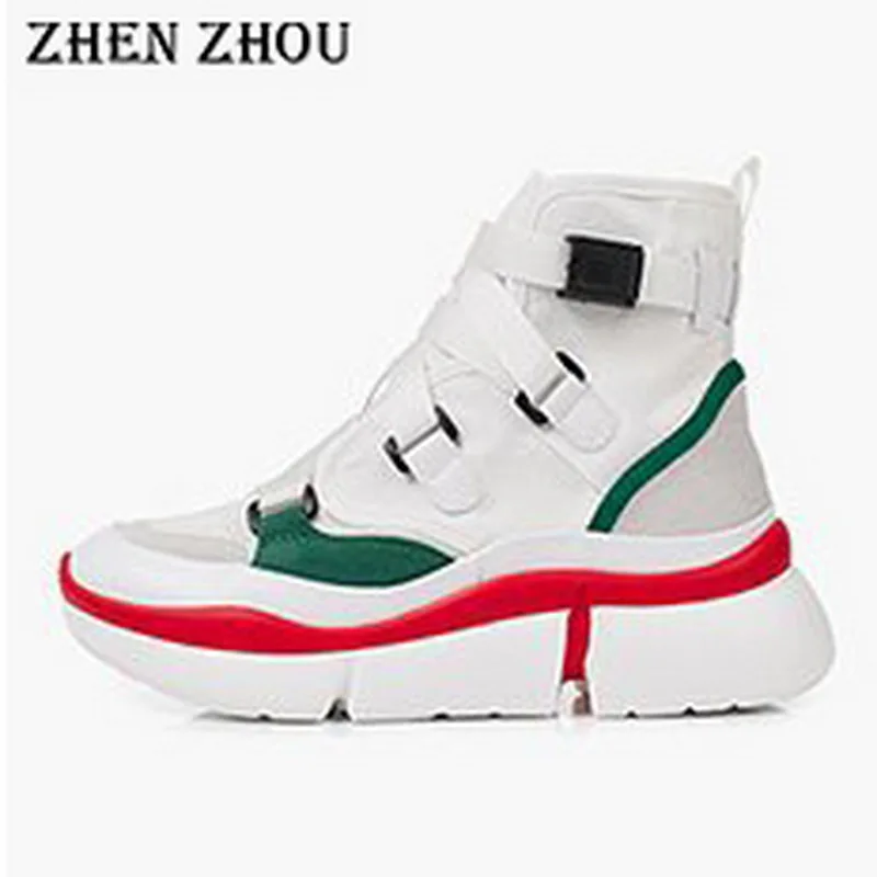 

dad sneakers 2019 dad shoes slip-on high-top mixed color matching platform sneakers large size womens casual shoes