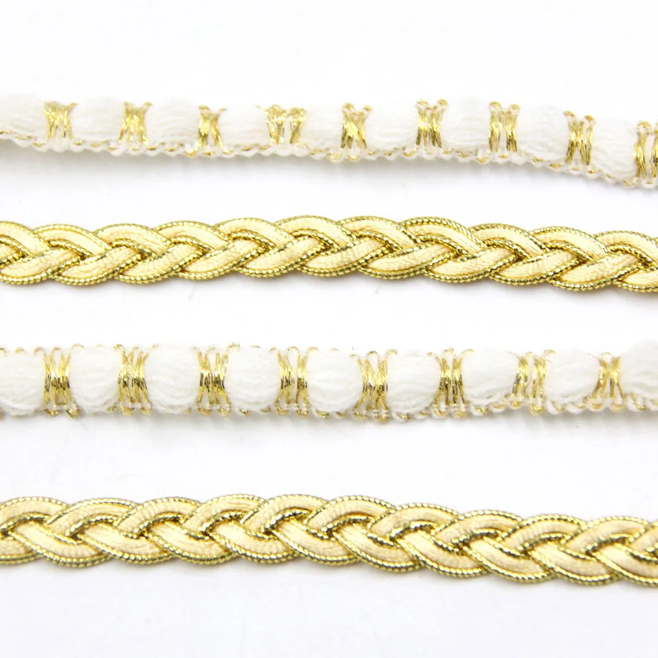 

5Yards/Lot White&Gold Lace Ribbon 2Styles Soft Net Lace Trim Fabric For Home Wedding Supplies DIY Decoration Sewing Accessories