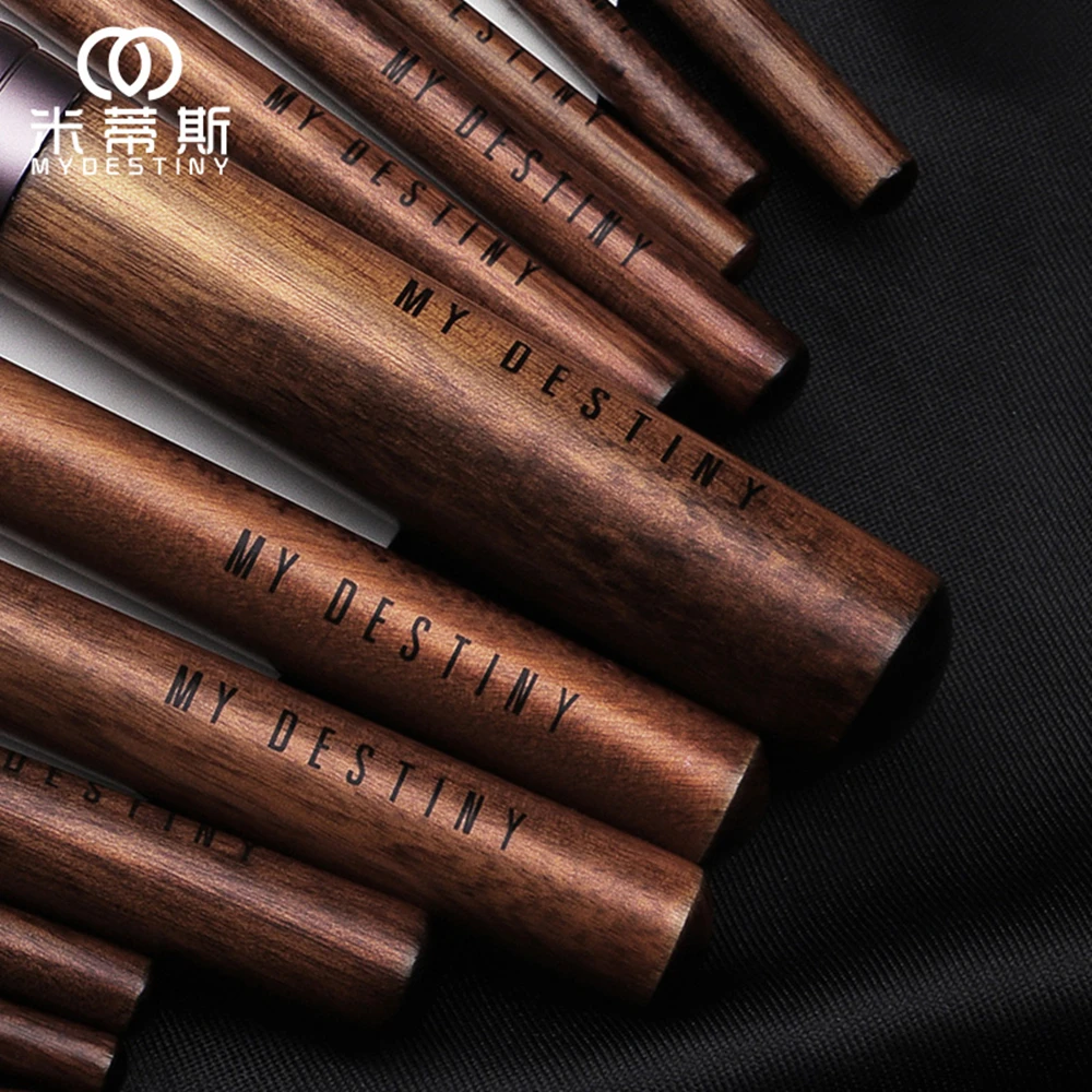 Najtaniej 14 sztuk zestaw pędzli do makijażu naturalnego włosia kozy drewna w proszku pędzel do blendowania cieni do powiek kompletny kosmetyczne zestaw szczotek