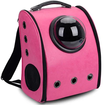 rose Space Cabin Pet Carrier Breathable pet Cat Carrier backpack pet dog Outdoor portable Package bag cat bags Pet Travel Dog Carrier - Color: rose